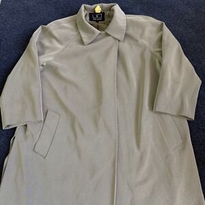 Utex Design Raincoat Womens Large Beige Twill 3/4 Sleeve Lined Mid Length